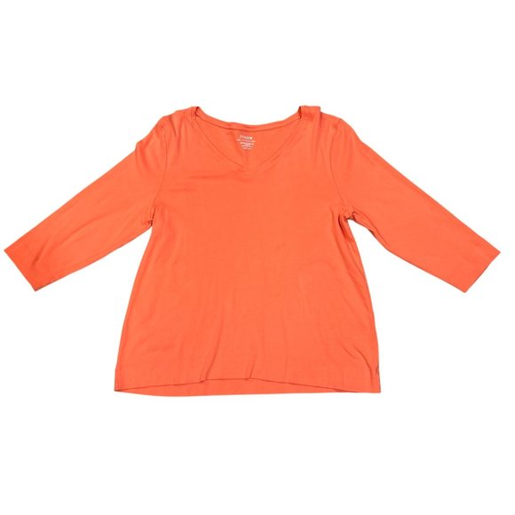 Chicos The Ultimate Tee Long Sleeve Orange Blouse Size 3 - Picture 9 of 9